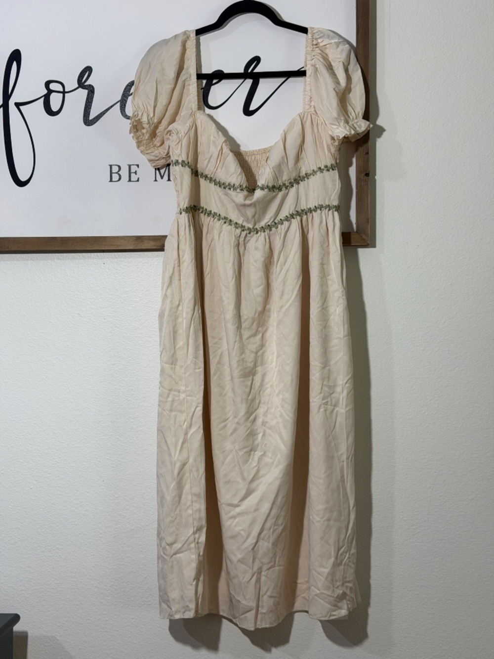 Women's Cream Embroidered Floral Dress - Picture 2 of 7